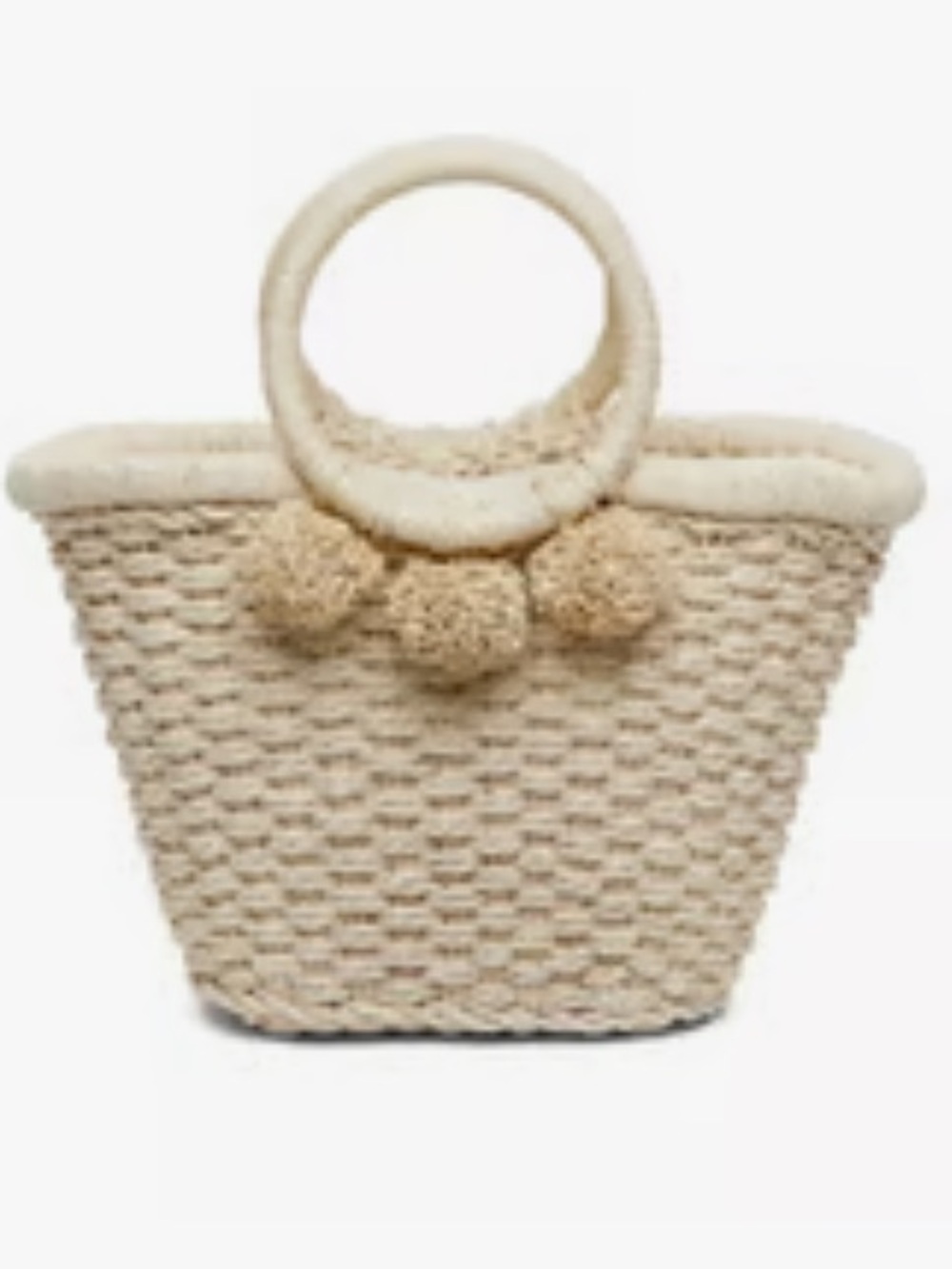 NWT Banana Republic Cream Pom-Pom Basket Bag